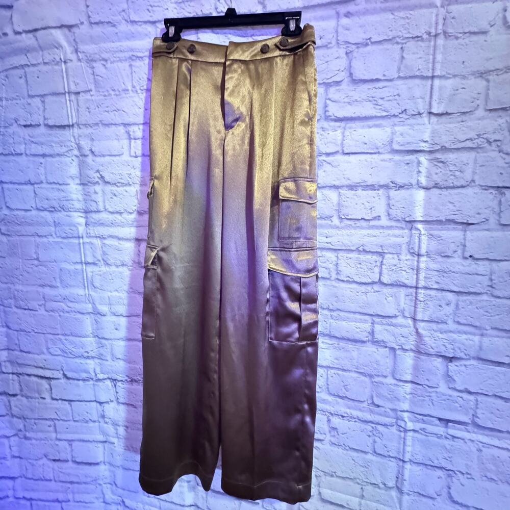 A New Day size 4 Brown Satin Cargo pants - NWT